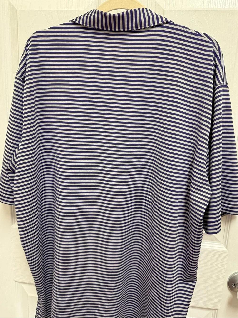 Peter Millar Purple and Grey Striped TCU Polo